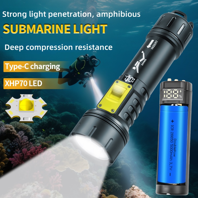 Aquatic Diving - New XHP70 Diving Flashlight IPX8 Waterproof