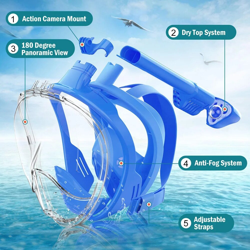 Underwater Snorkeling Full Fac - Freediving Mask Set review and price